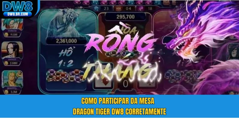 Como participar da mesa Dragon Tiger DW8 corretamente